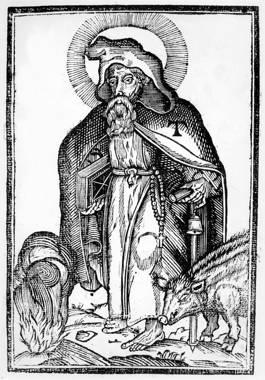 St. Anthony, o Grande, Grande frontispício de S.Antonio na imagem simbólica do livro por Theophile Raynaud, publicado 1659 de French School