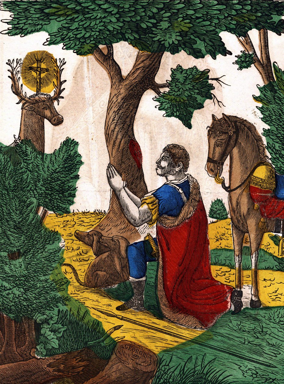 Santo: Hubert. Imagem de Epinal, primeira metade do século XIX de French School
