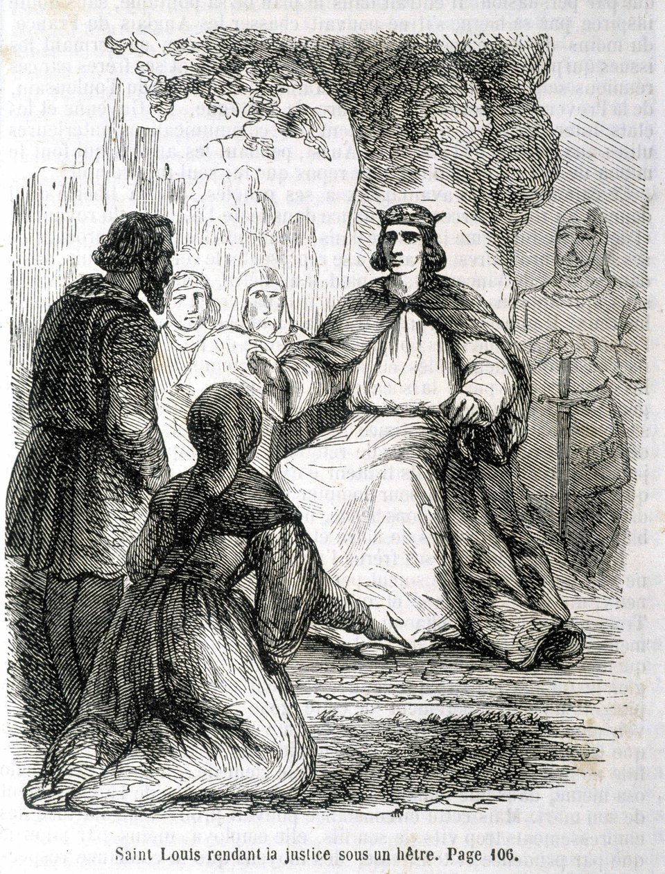 Saint Louis rendendo justiça sob uma lenda - em “Histoire de France” por L.-P. Anquetil de French School