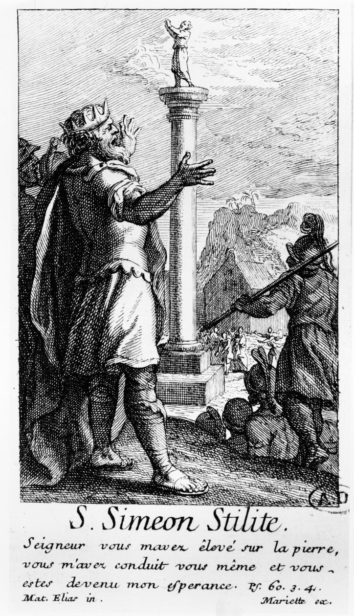 Saint Simeon Stylite na sua coluna de French School