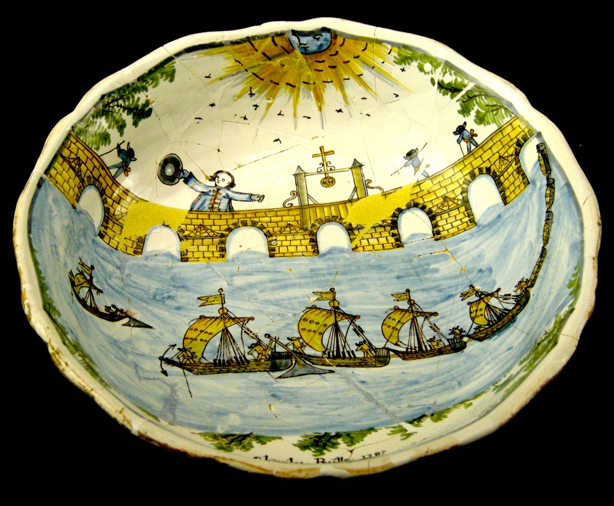 Saladeira representando uma ponte sobre o Loire (cerâmica) de French School