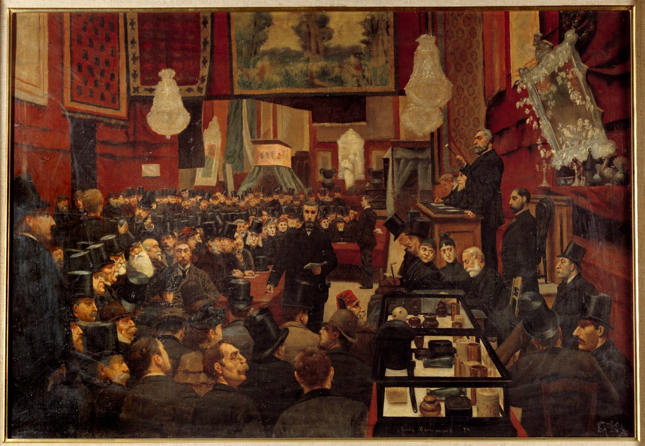 Venda no Encheres no século XIX, pintura anónima da Escola Francesa. de French School