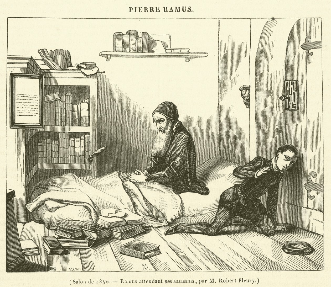 Salão de 1840, Ramus à espera dos seus assassinos (gravura) de French School