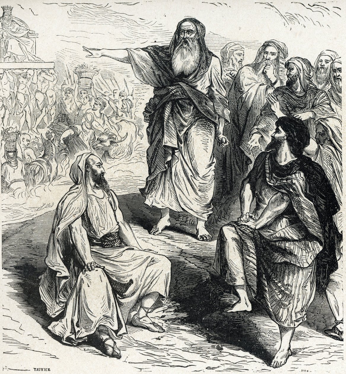 Samuel mostrando aos israelitas os perigos de ter uma gravura do rei de Lahure, colecção privada do século XIX de French School