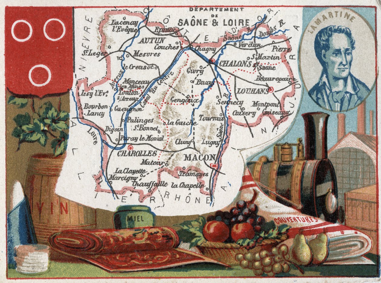 Saone et Loire (Saone-et-Loire, 71), Burgundy, França. Retrato de Alphonse de Lamartine (Alphonse Marie Louis de Prat de Lamartine) de French School