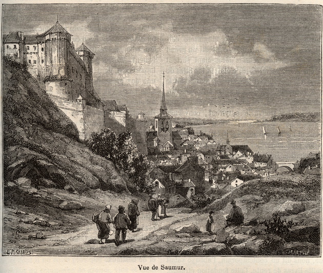 Departamento de Saumur do Maine-et-Loire, na região Pays de la Loire - gravação em "França ilustração: geografia, história, administração estatística" por V.-A. Malt-Brown. 1884 de French School