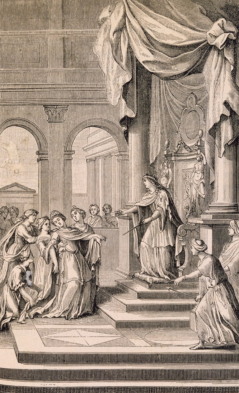 Cena de Esther de Jean Racine (gravura) de French School