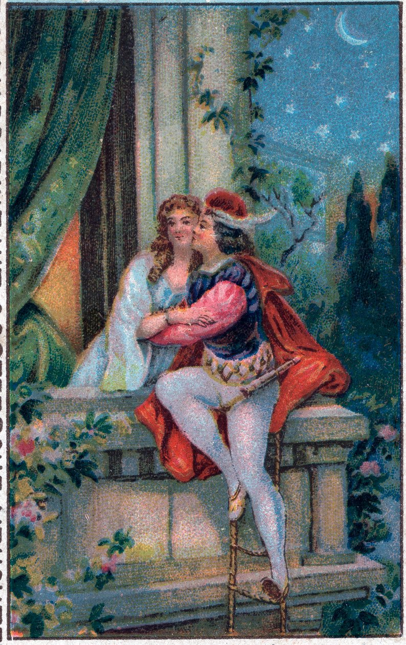 Cena de "Romeu e Julieta" de Shakespeare, Ato 3, cena 5: os amantes na varanda. de French School
