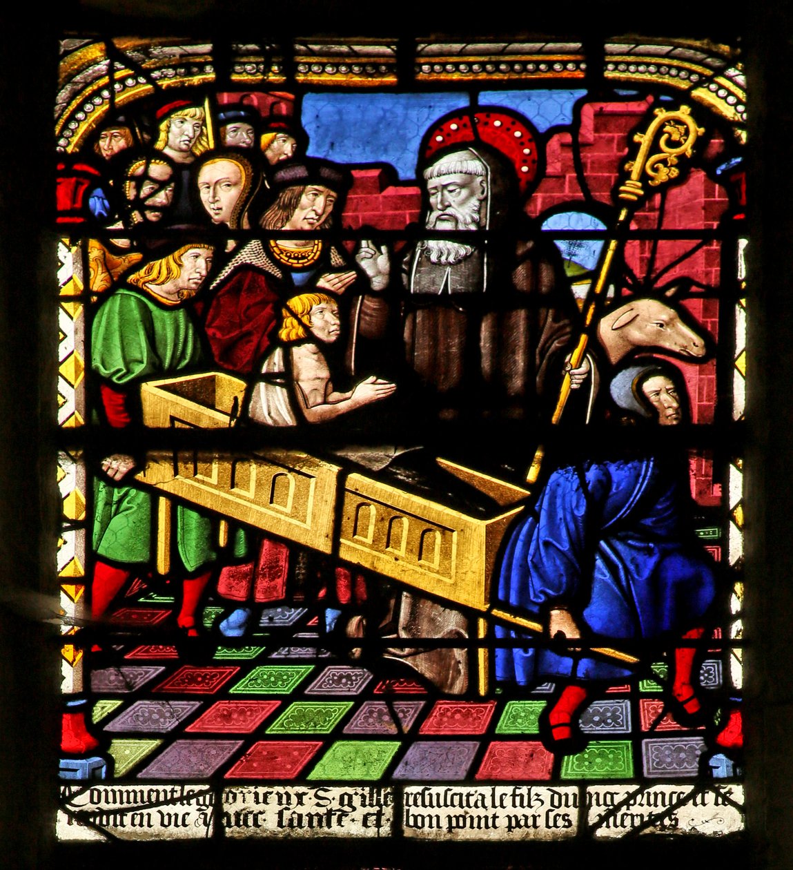 Cena da vida de St Giles: ele ressuscita o filho de Clotaires de French School