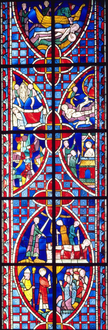 Cena da vida de São Vicente, 1245-7 (vidro pintado e manchado) de French School