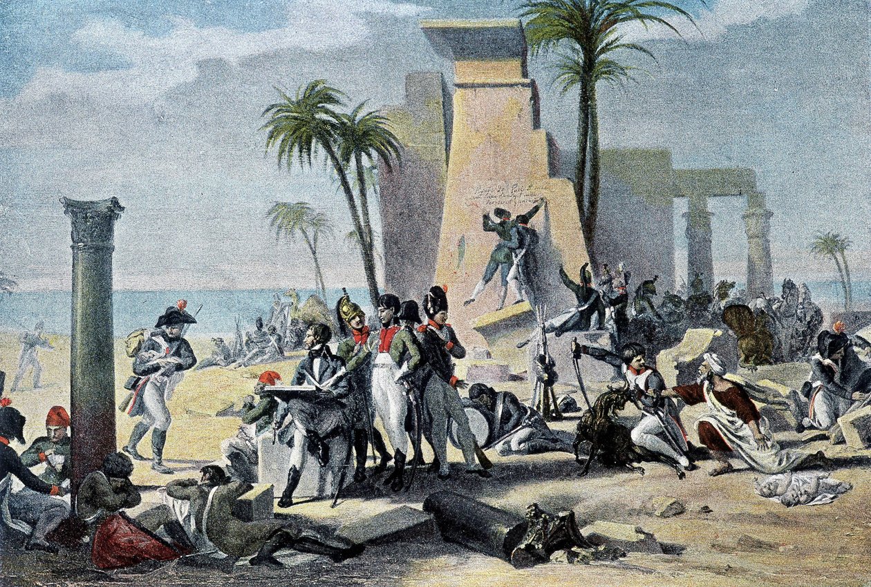 Cena no Alto Egipto (Living Denon e a Armada Francesa em repouso entre os restos mortais) (Living-Denon) - in "Victoires et Conquêtes des Armees Francaises", Paris de French School