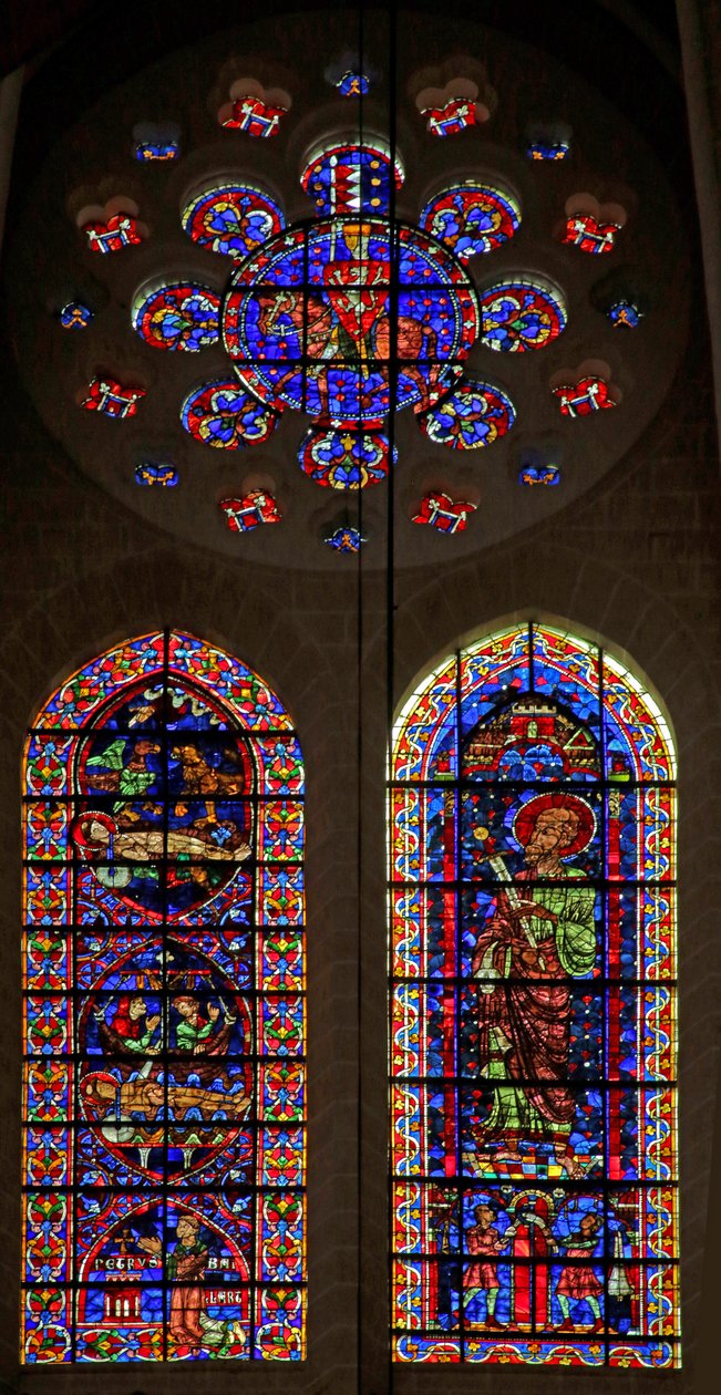 Cenas relativas à morte de São Vicente; São Paulo; um cavaleiro de Montfort na rosa (w110) de French School
