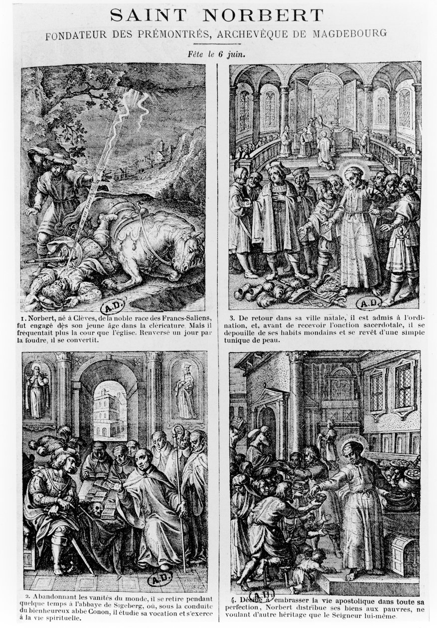 Cenas da vida de São Norberto, fundador da ordem premonstratense de cânones regulares de French School