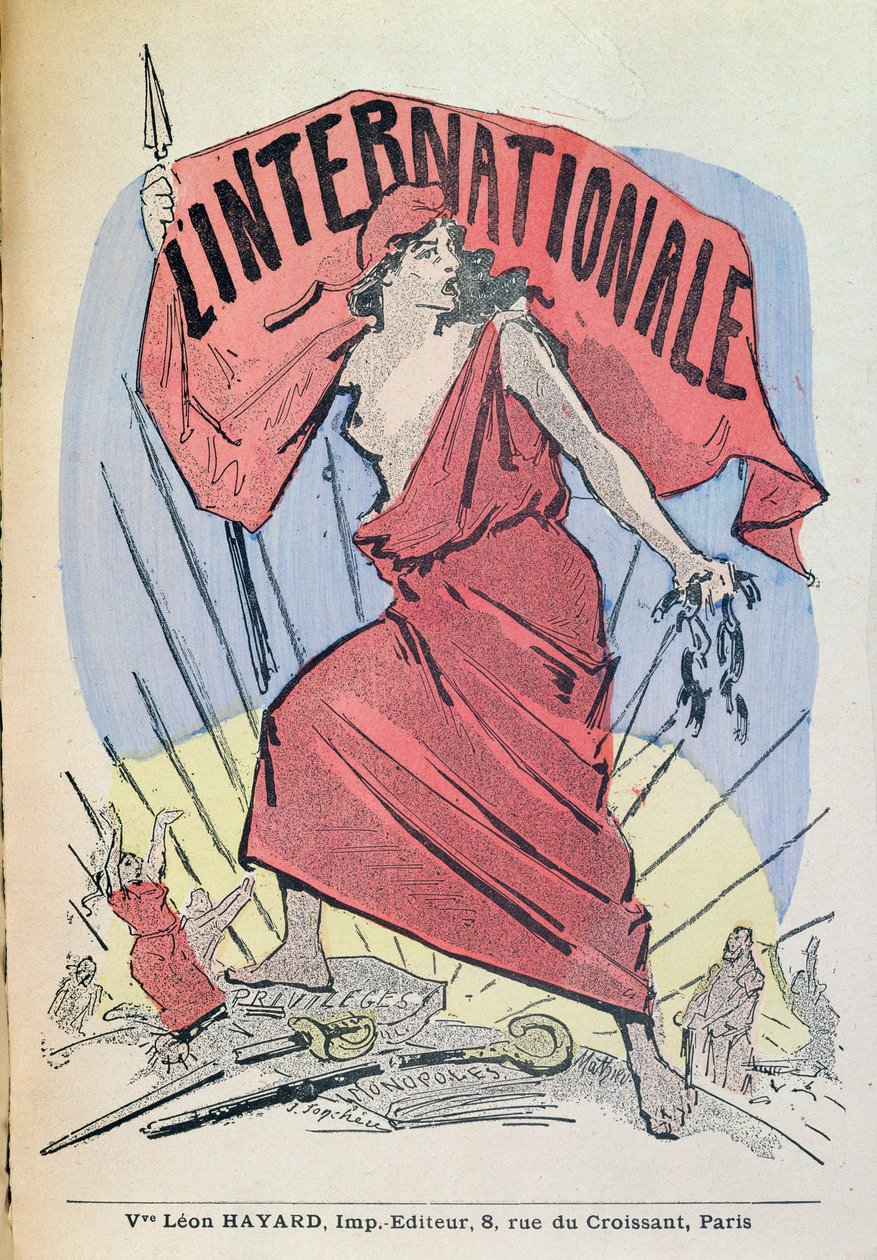 Placar para a música LInternationale, c.1900 (gravura a cores) de French School