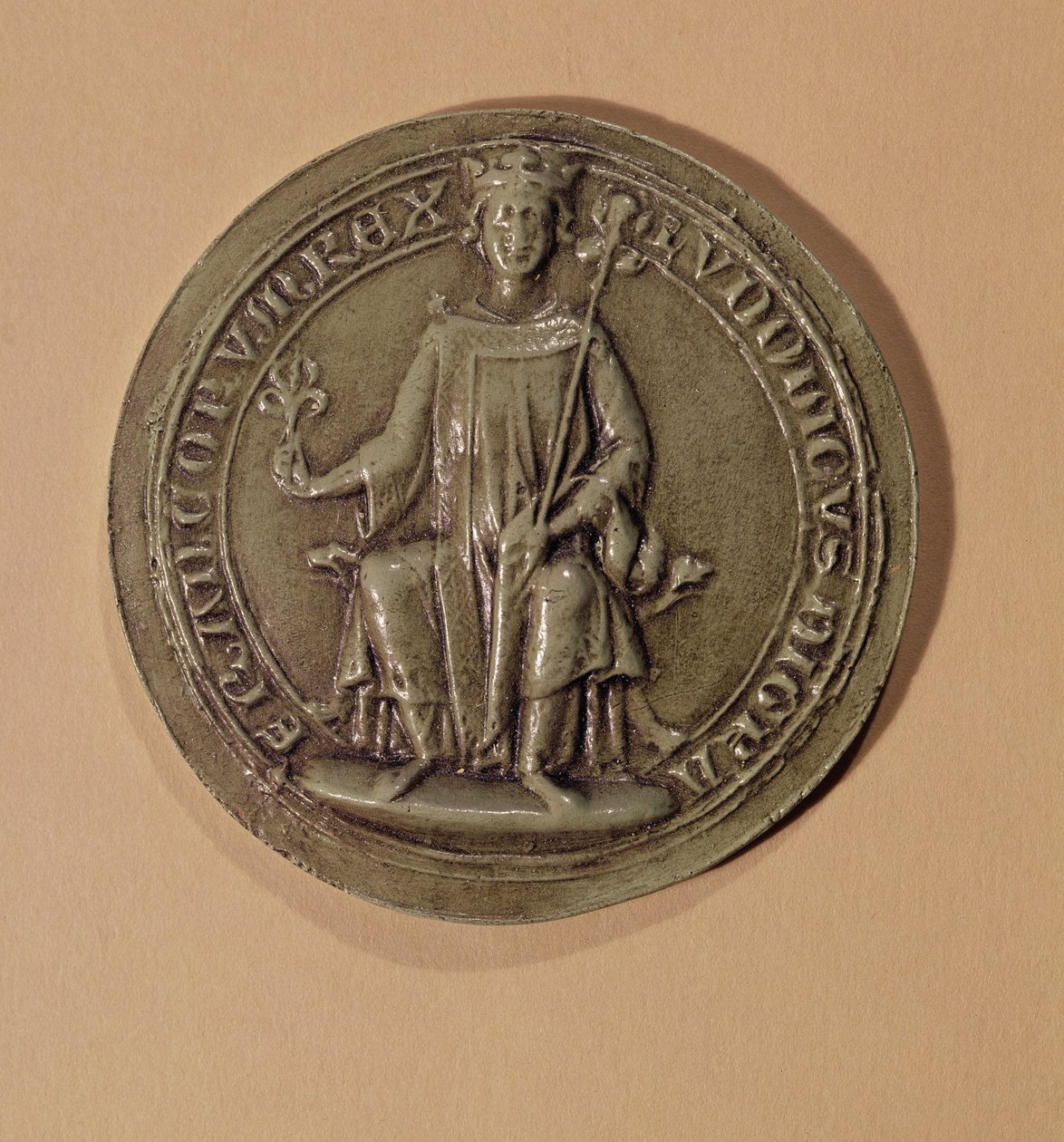 Selo de Luís IX (1214-70) segurando um cetro e uma flor de lis, c.1252 de French School