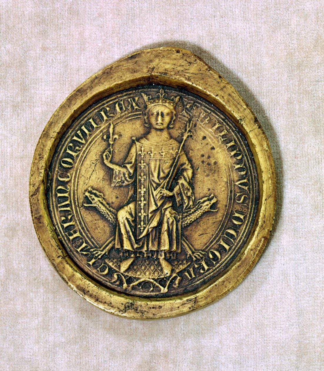 Selo de Philippe III (1245-85) o Negrito, 1272 (cera) de French School