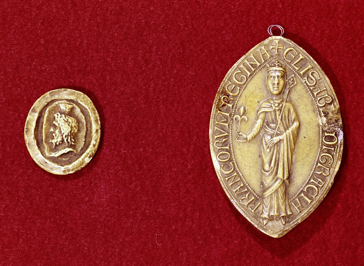 Selos pertencentes ao Imperador Carlos Magno (742-814) e Rainha Isabelle de Hainaut (1170-c.1190) de French School