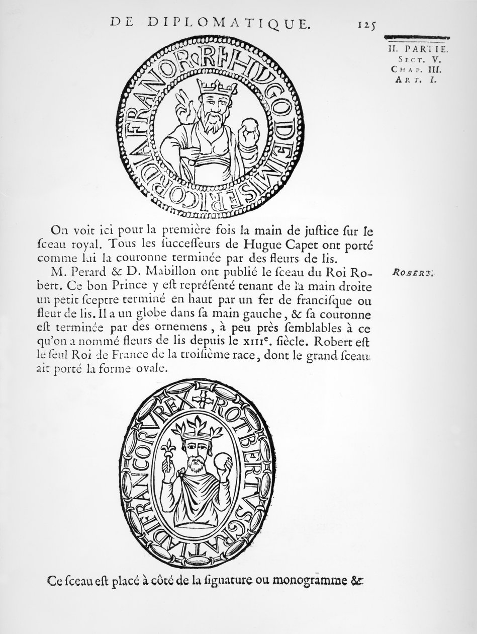 Selos de Hugues Capet (c.941-996) e Robert II (c.970-1031) o Piedoso de French School