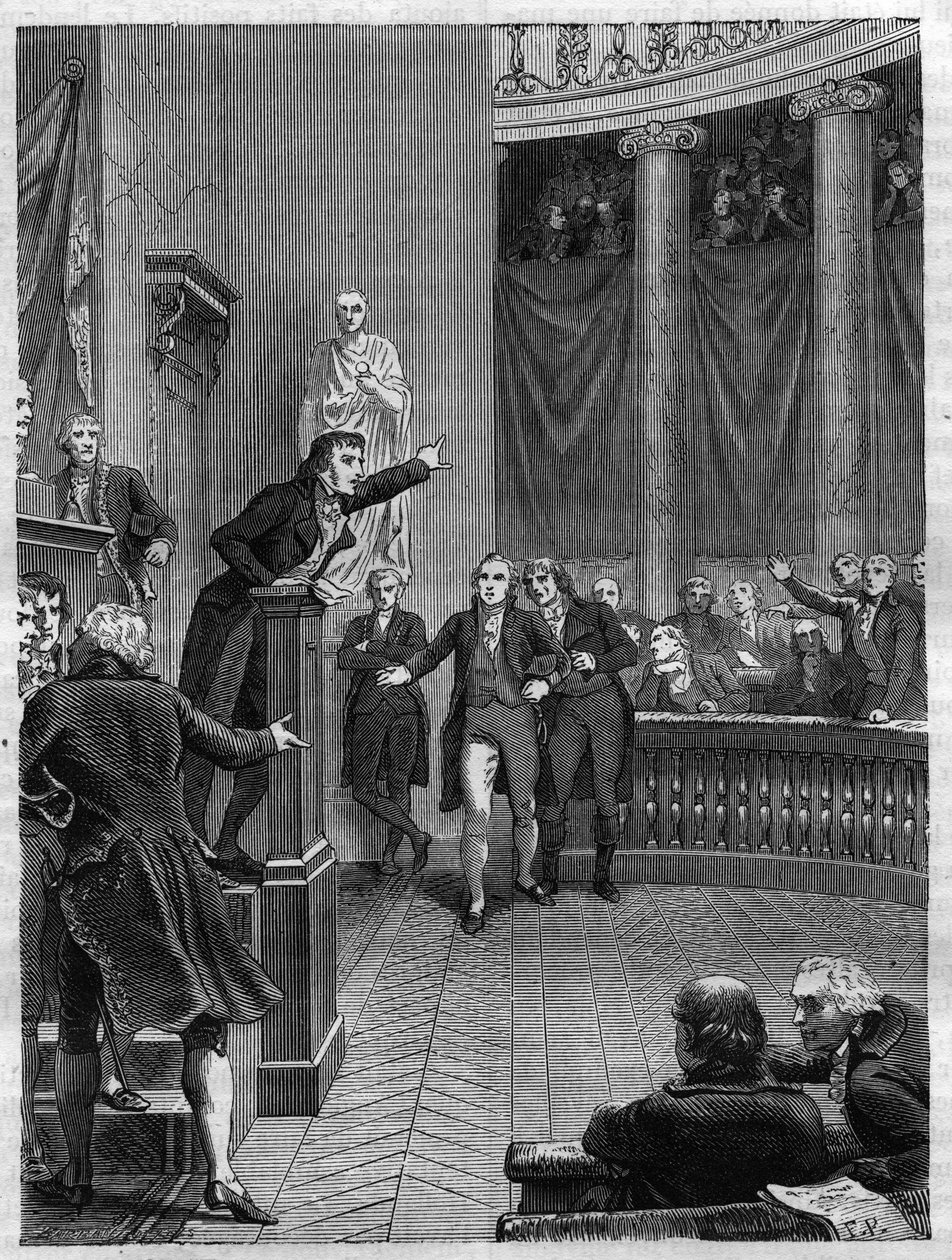 Seance du Tribunat: discurso de Benjamin Constant (1767-1830) na tribuna denoncant le régime mis up par Napoleon, Janeiro de 1800 - Gravação de 1865 no "Histoire du Consulate et de l