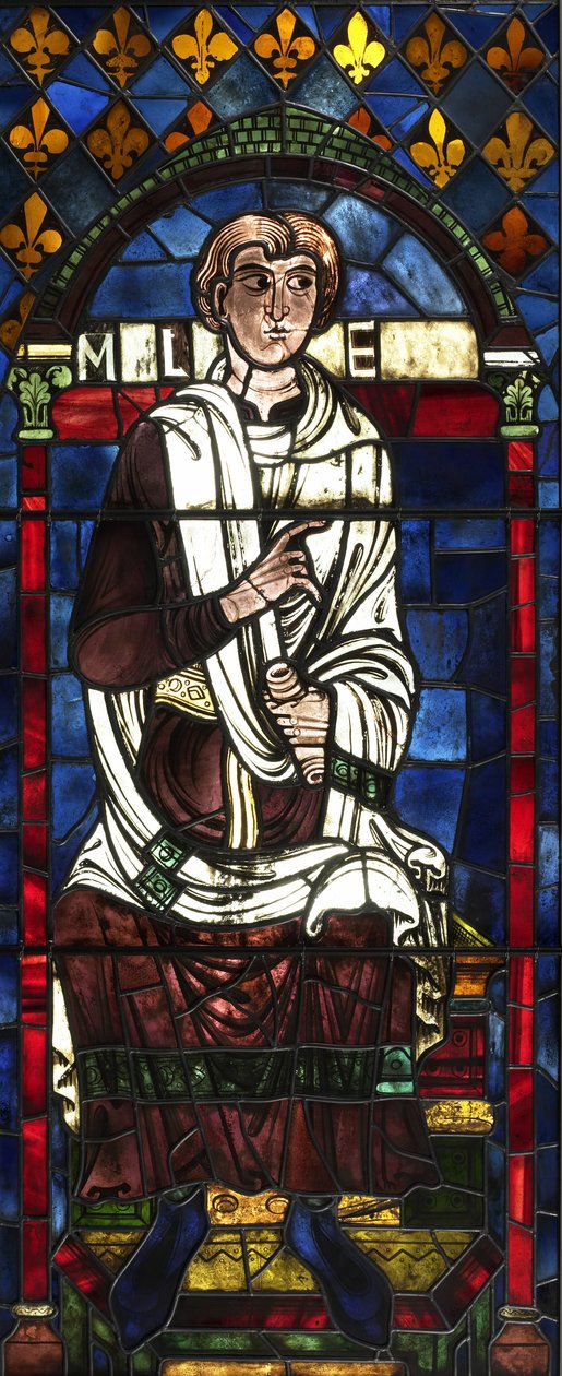 Malaleel sentado, filho de Caim (vitral) de French School