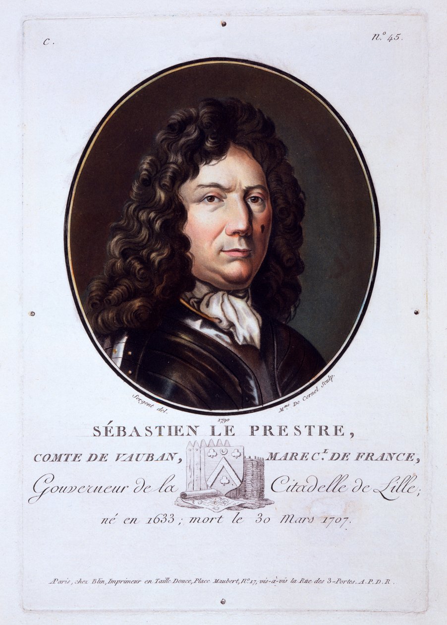 Sébastien o Prestre, conde de Vauban, de Retratos de grandes homens, mulheres ilustres e súditos memoráveis da França, publicado em 1787-92. de French School
