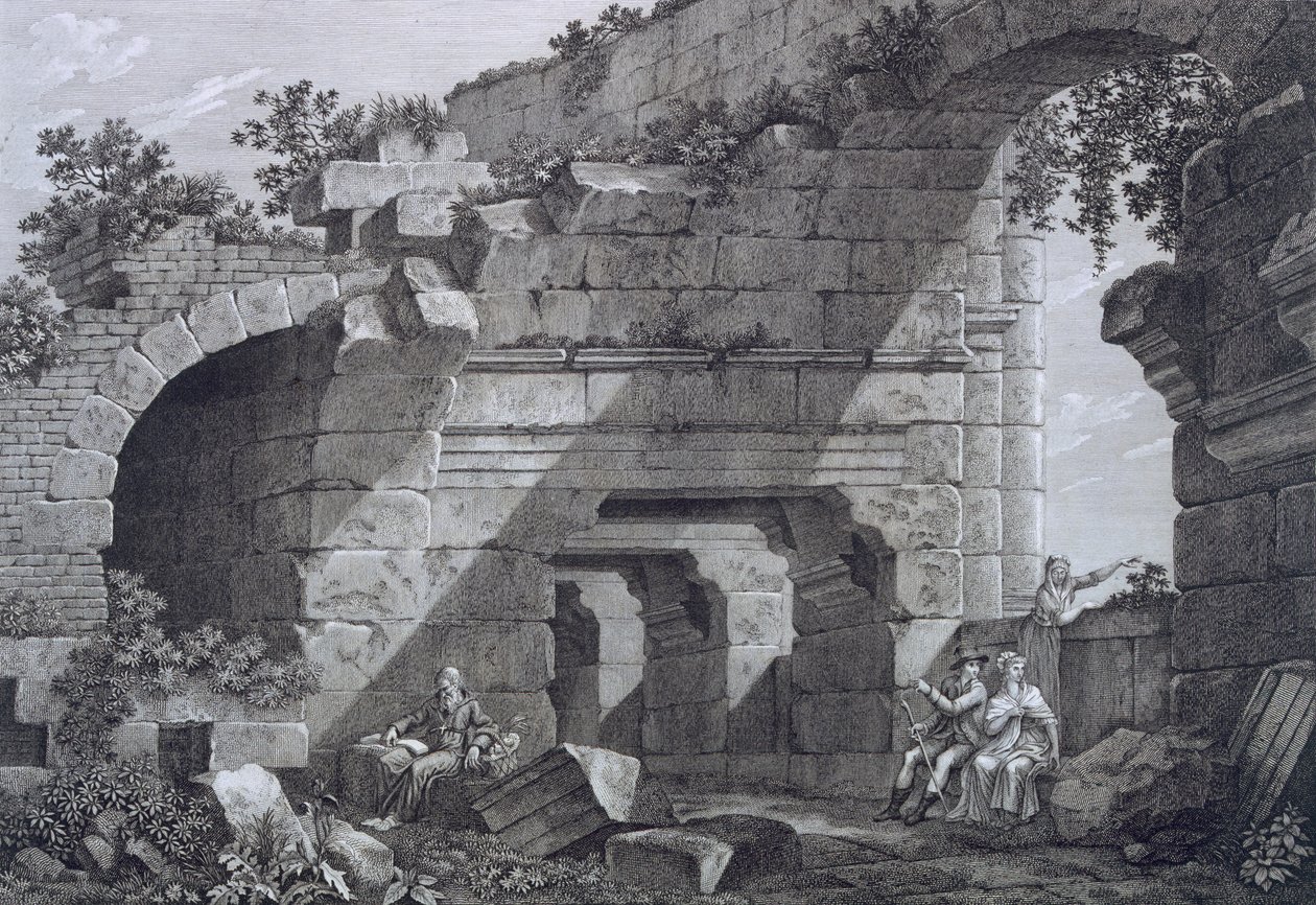 Galerias de segunda linha do anfiteatro em Nimes, de Antiquités de France: Vol. I, Monumentos de Nimes de French School