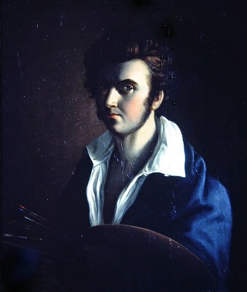 Auto-retrato de um artista (óleo sobre painel) de French School