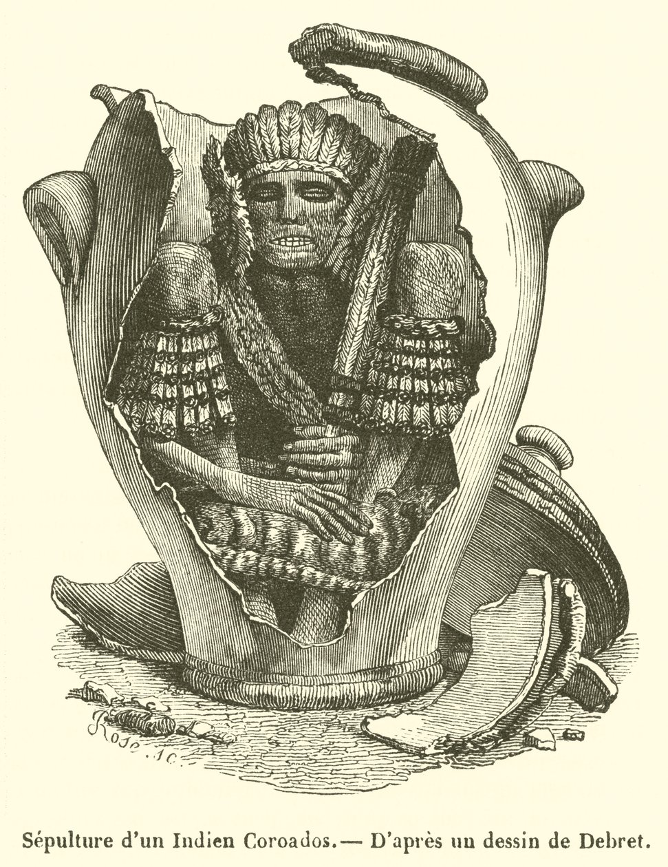 Sepultura de um índio Coroados (gravura) de French School