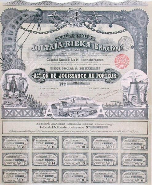 Certificado de participação na empresa mineira franco-russa 