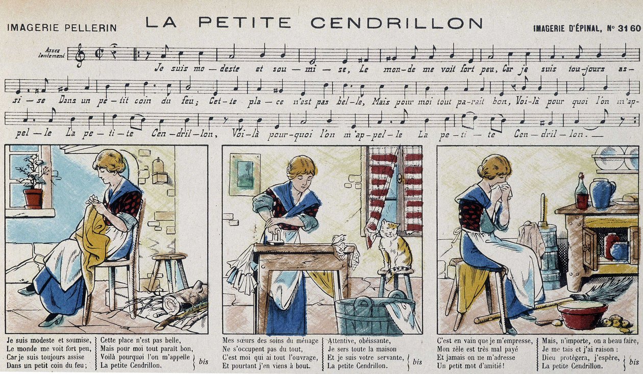 Música para a popular canção "la petite Cinderella" - imagem de Epinal de French School