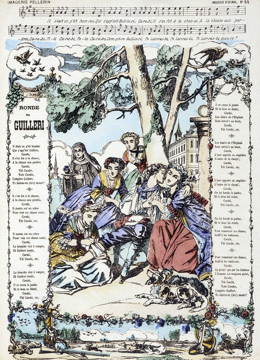 Música para a canção "Ronde de Guilleri" - imagem do Epinal de French School