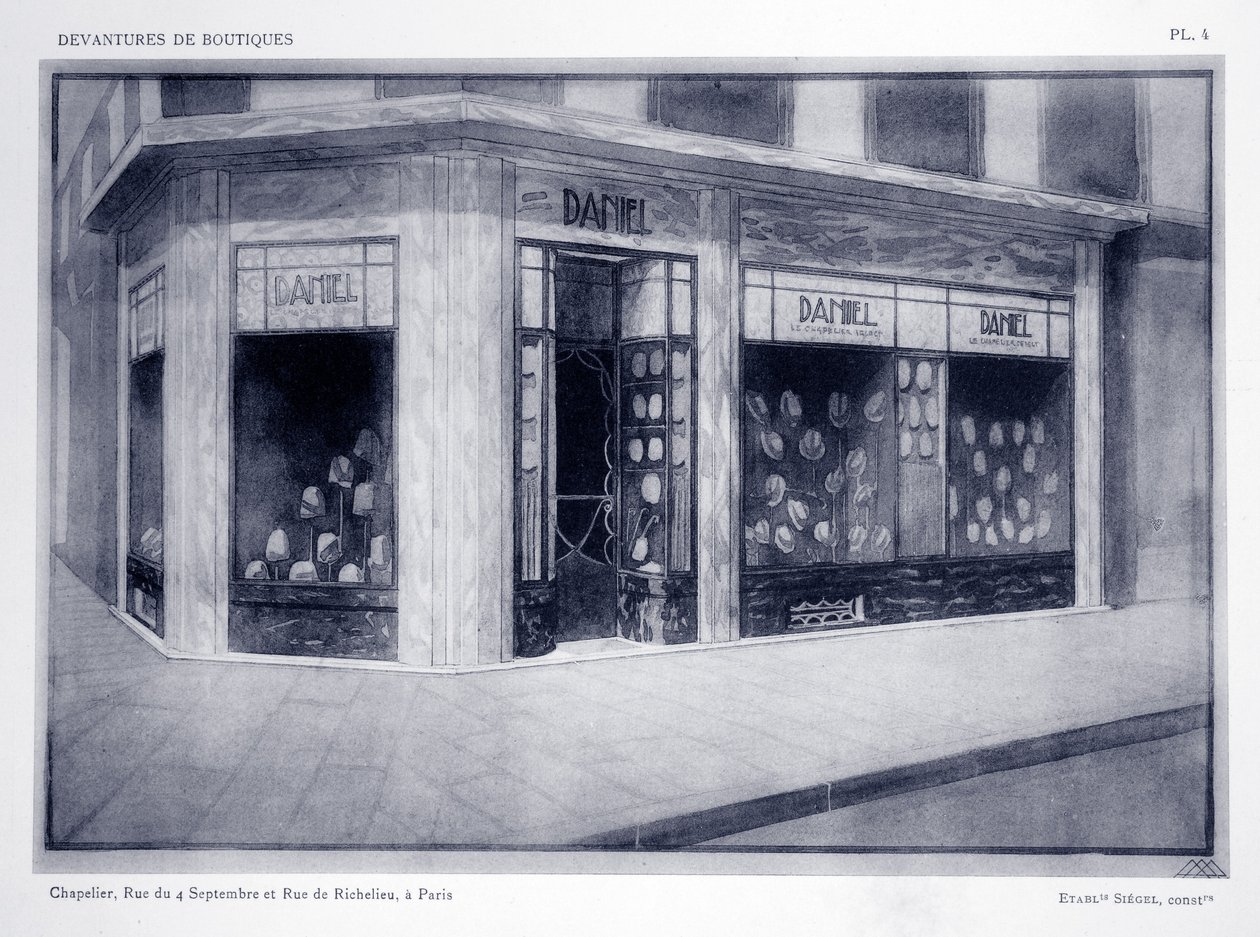 Frente de loja, plana 4, ilustração de montras por Louis-Pierre Sezille, Paris, 1927 de French School