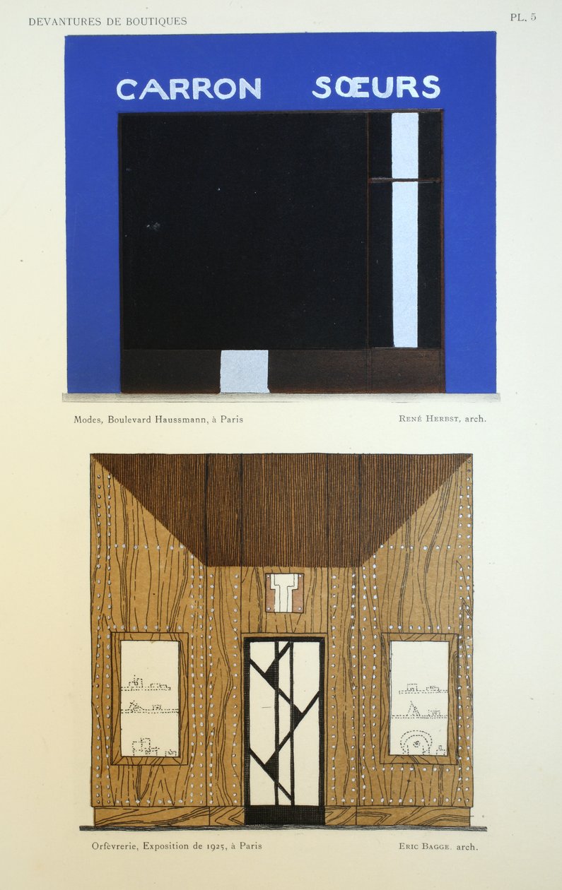 Frentes de loja, ilustração de montras por Louis-Pierre Sezille, Paris, 1927 de French School