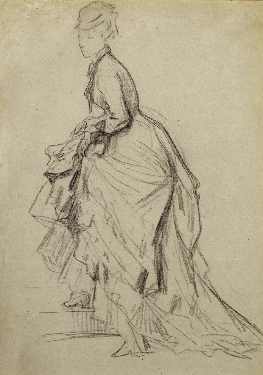 Mostrando um tornozelo, c.1880 (giz no papel) de French School