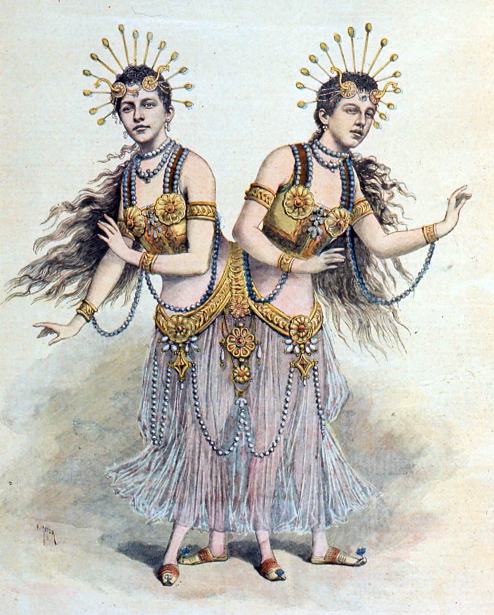 Gêmeos siameses, Rosa - Josepha Blazek Do "Le Petit Journal", Paris, 8 de Abril de 1891 (gravura) de French School