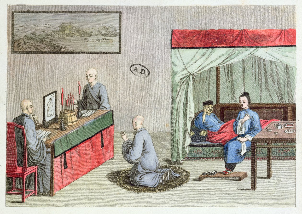 Doença, depois de uma impressão original chinesa, 1810 de French School