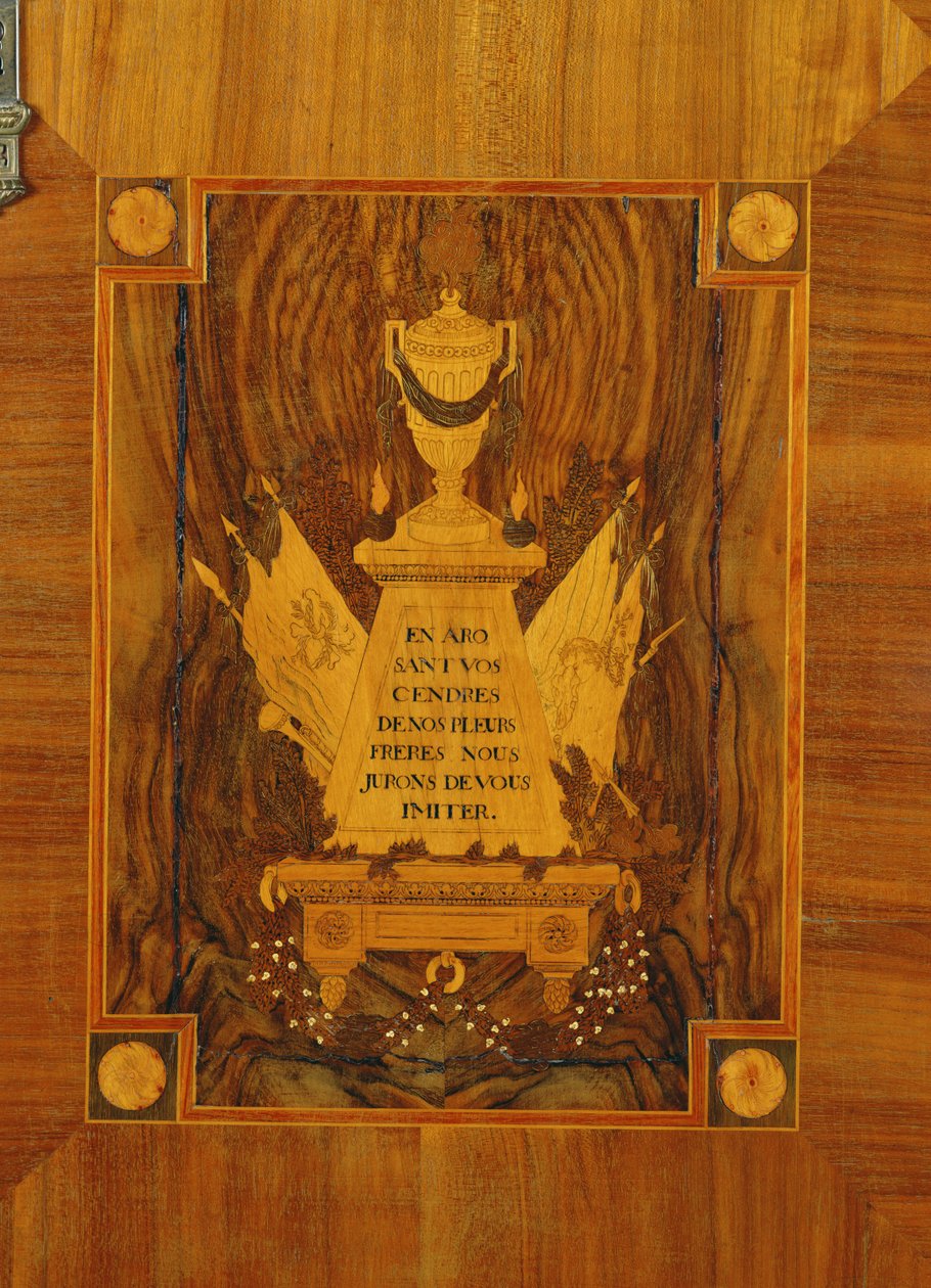 Aparador com design de marchetaria de emblemas e lemas da Revolução Francesa (madeira marchetada) de French School