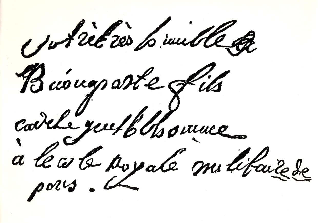 Assinatura de Napoleão Bonaparte (1769-1821) de 1785, de Napoleão por Armand Dayot, Paris, 1895 (impressão) de French School