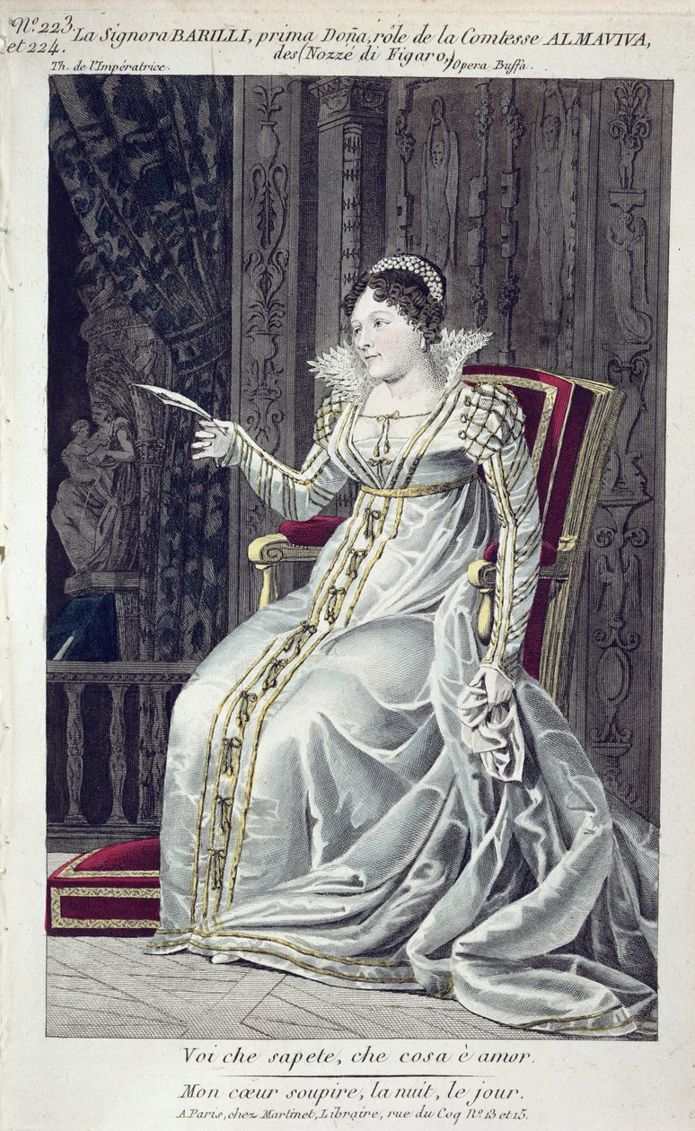 Sra. Barilli no papel da condessa Almaviva em O casamento de Figaro de French School
