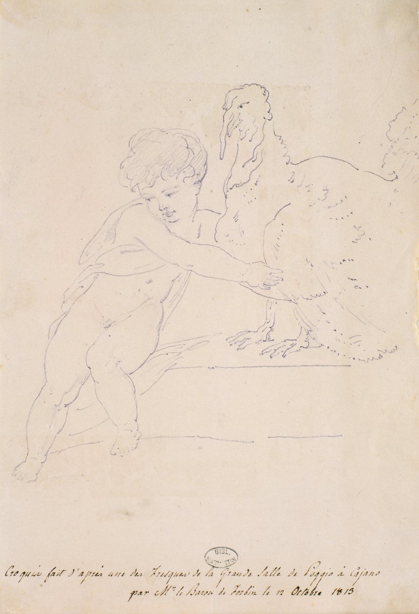 Esboço do Grande Salão em Poggio a Caiano, 12 de outubro de 1813 de French School