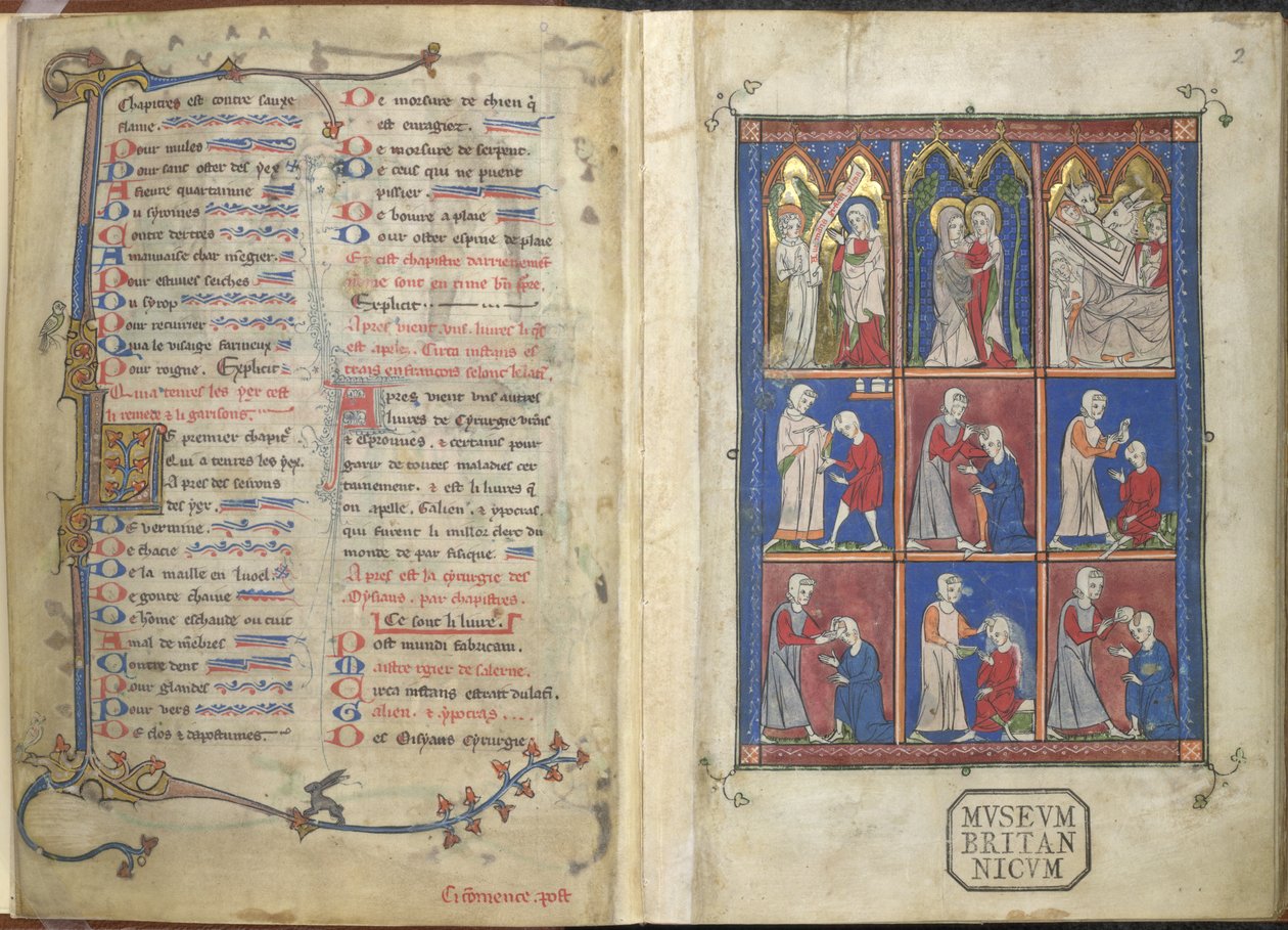 Sloane 1977,f.2 A Chirurgia: Cenas bíblicas e médicas de French School
