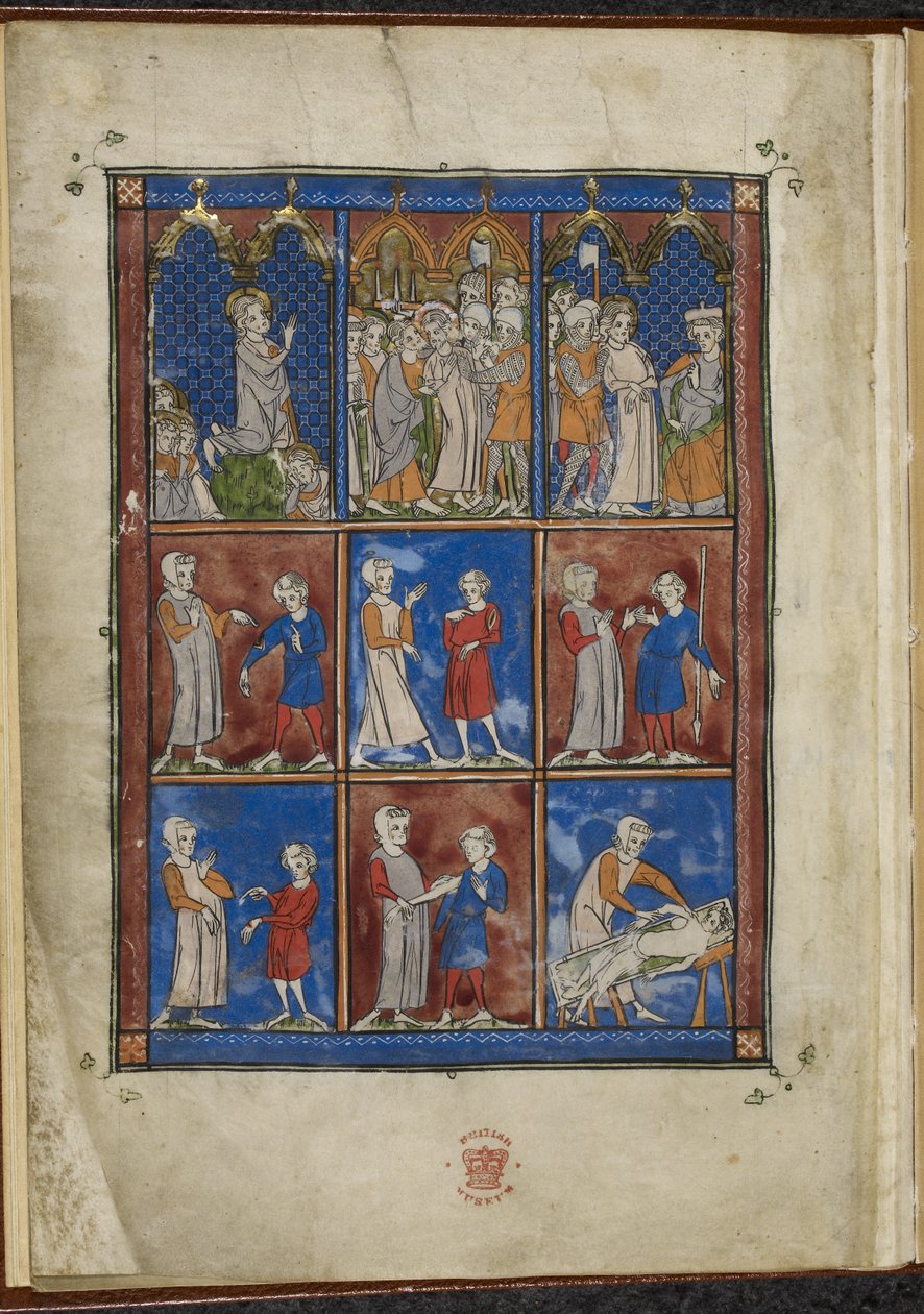 Sloane MS 1977 fol.5v Nove miniaturas mostrando cenas bíblicas e médicas, Chirurgia de French School