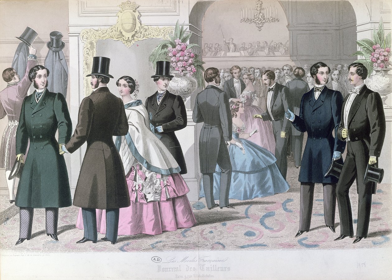 Soiree Mondaine, 1858 (gravura a cores) de French School