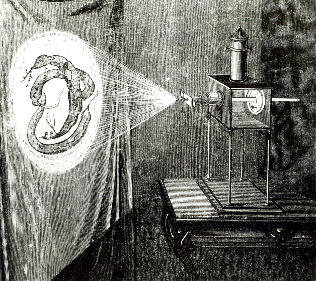 Microscópio Solar, das Grandes e Antigas e Modernas Invenções de Louis Figuier (1819-94), Paris, 1861 de French School