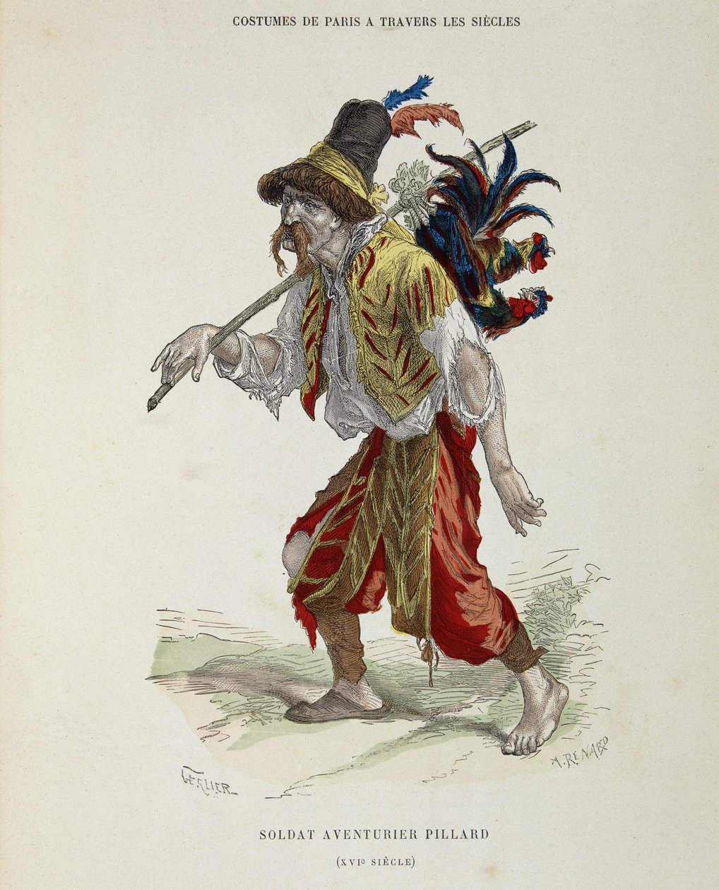 Soldado aventureiro (vagabundo) no século XVI - em "O traje de Paris através dos séculos". de French School