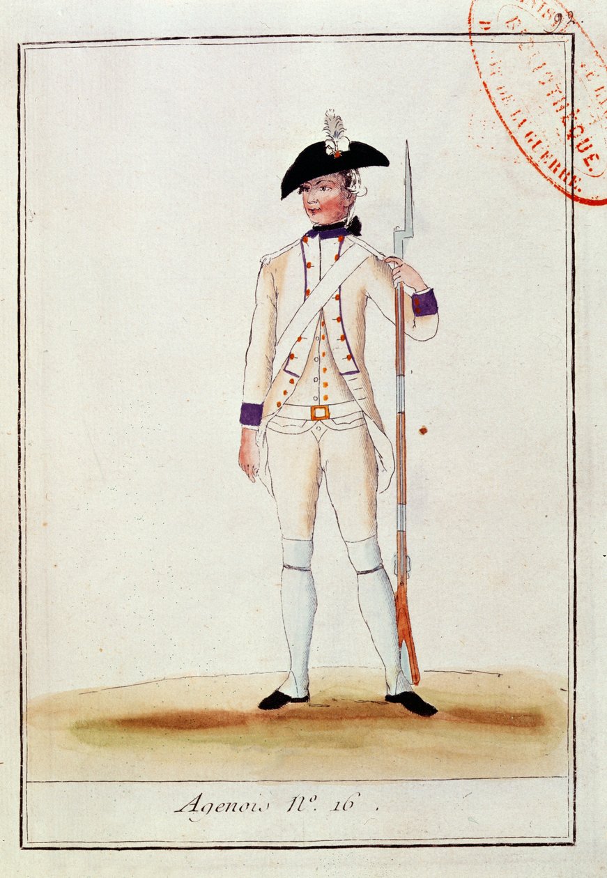 Soldado do Regimento de Infantaria Francesa Agenois, c.1780 de French School
