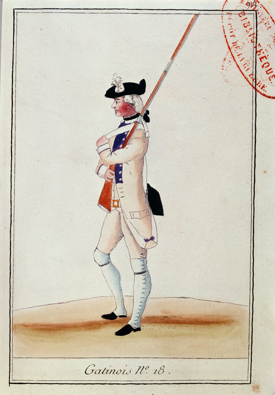 Soldado do regimento Grenadier Gatinois, c.1780 de French School