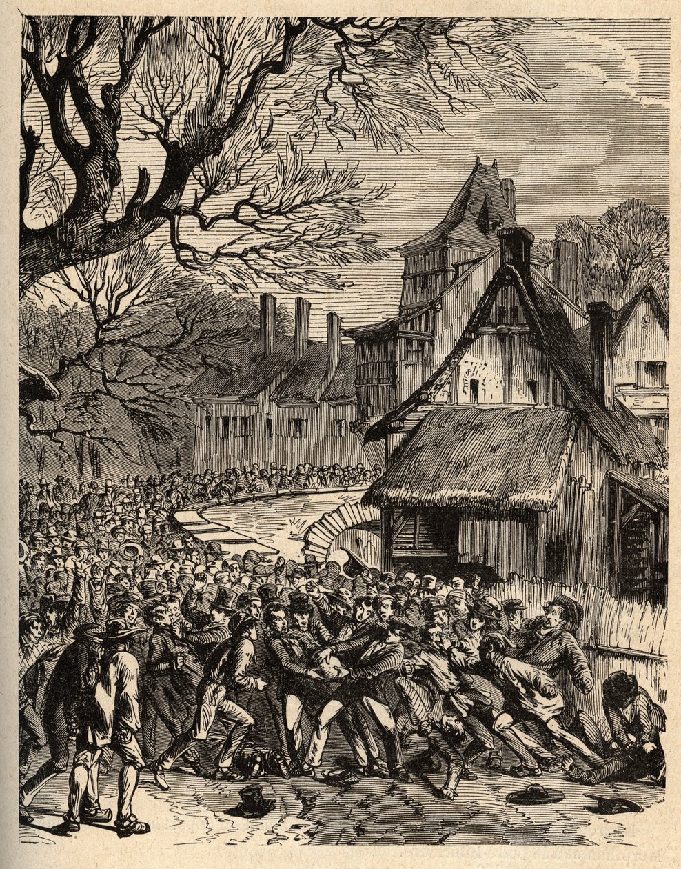 Soule game (ancestral do futebol) - (França) - Le jeu de la soule en Basse Normandy (Ancetre presume du football et du rugby) - gravura em "PATRIQUE DE LA FRANCE IN 6 VOLUES BY LUCIEN HUARD - final do século XIX de French School