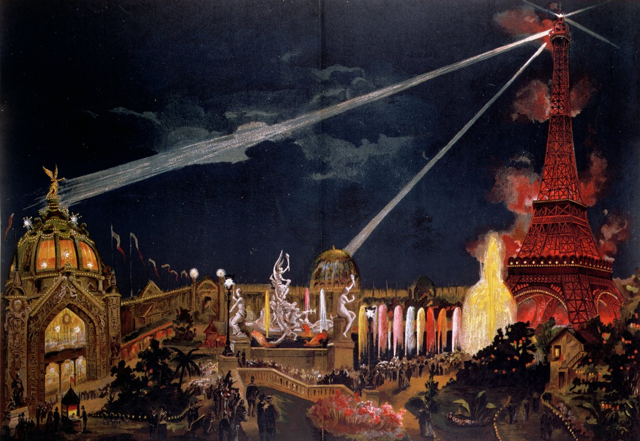 Lembrança das Iluminações em Paris para comemorar o 1º Centenário da Revolução Francesa durante a Exposição Universal de 1889 de French School