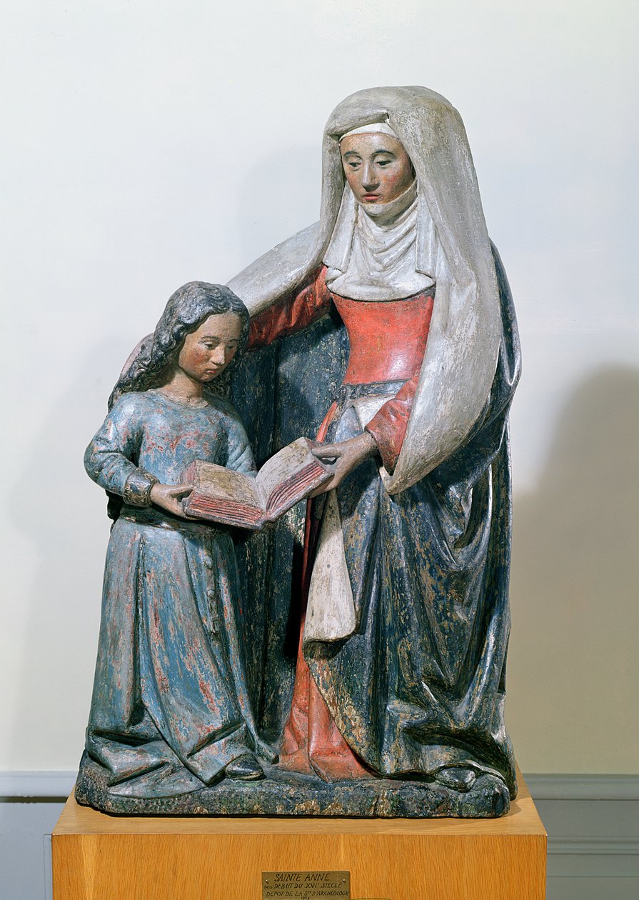 Santa Ana e a Virgem, 1500-30 (madeira policromada) de French School
